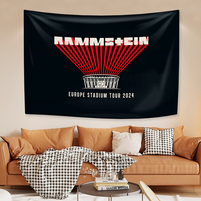 German Rock Band Tapestry Rammstens Tour 2024 Wall Hanging Heavy Metal estetica camera da letto Concert Decor Party Background Cloth