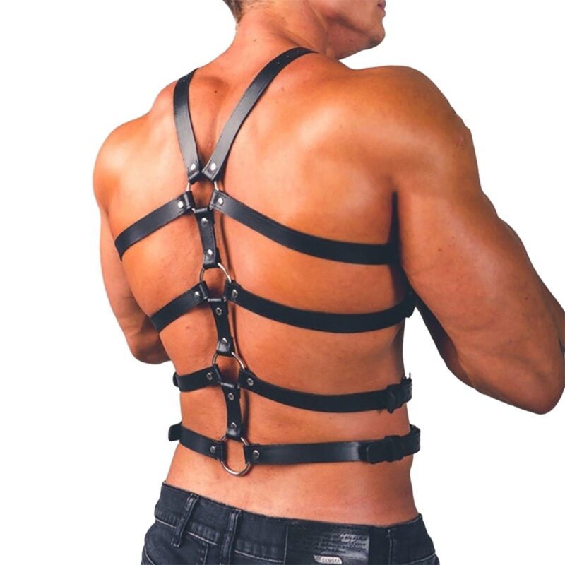 Adjustable Straps Clubwear Self Bondage Costumes Men Leather Body Chest Harness