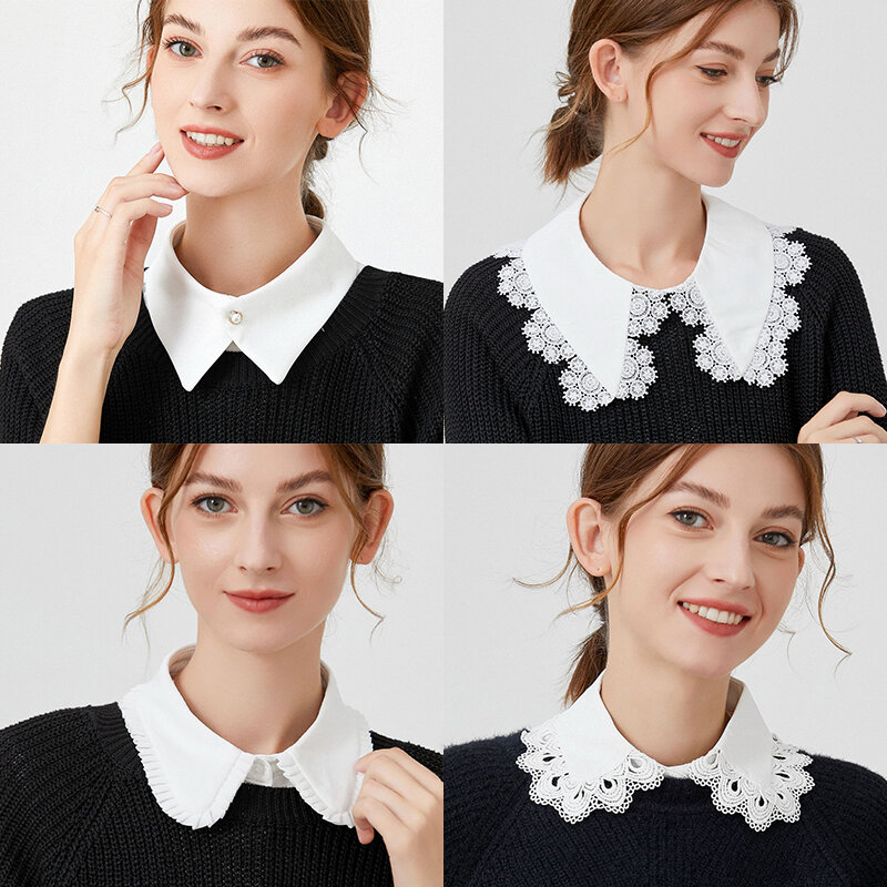 Cuello falso Formal bordado para mujer, cuello falso, camisa, blusa, suéter, accesorios desmontables