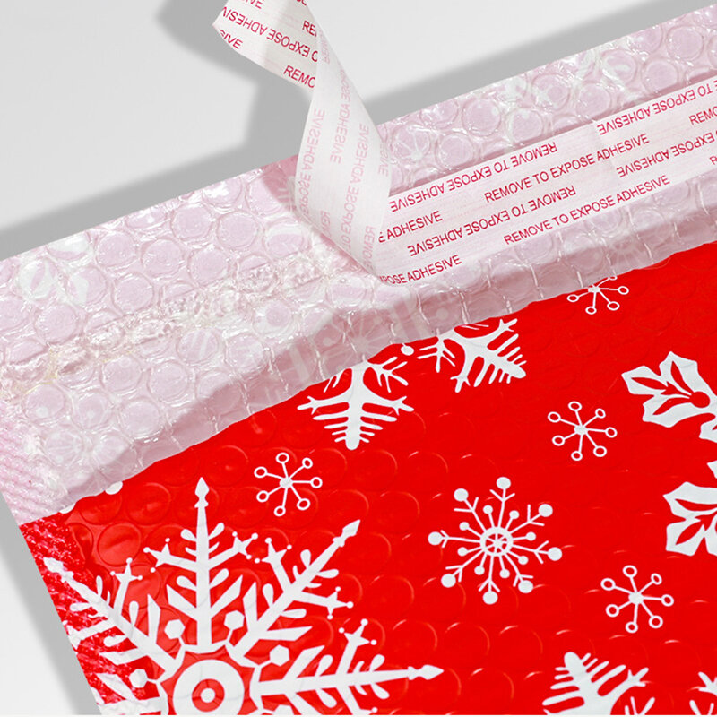 Sac cadeau de Noël imprimé flocon de neige, sacs à bulles, film extrudé, enveloppe à bulles, fournitures pour petites entreprises, GT, 20x25cm, 10 pièces