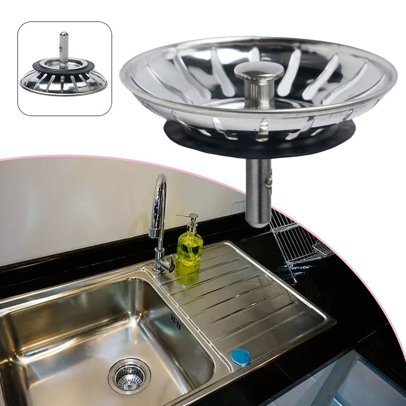 Kitchen Filter Waste Plug Premium Stainless Steel Sink Filter Waste Plug Hair Catcher Drains Bathroom Floor Drain