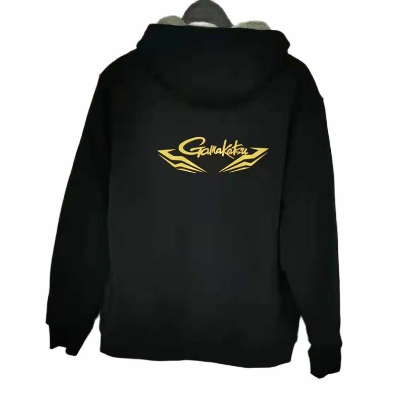 2023 New Gamakasu Jacket Men's Winter Outdoor Warm Thicken Plus Velvet Sweater Hooded Jacket Sports Loose Fishing Coat Climbing