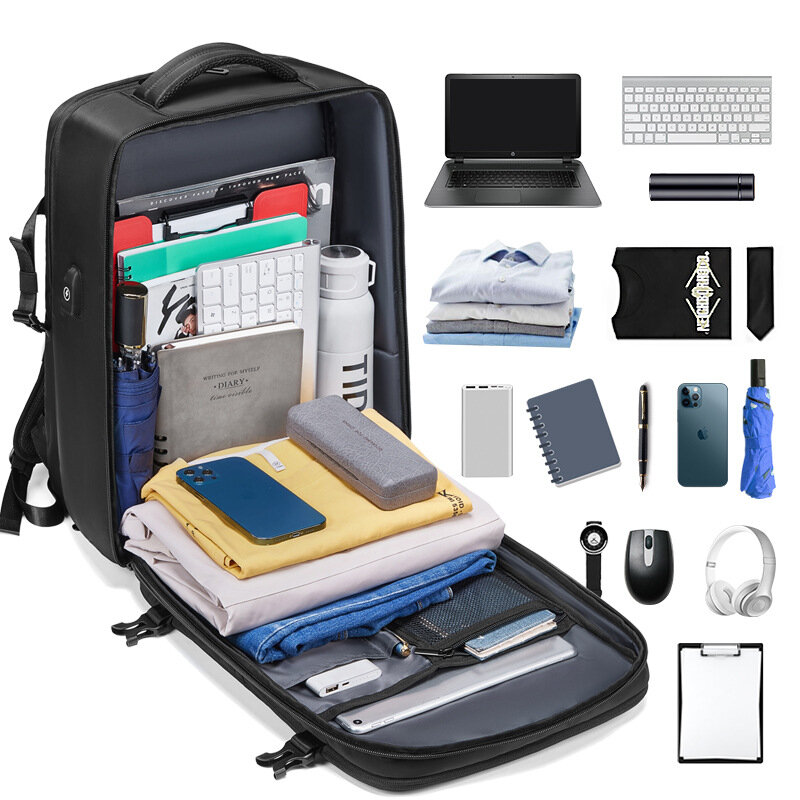 Mochila de Viagem Impermeável para Mulheres, 16 "Laptop Backpack, Shoe Bag, Porta de Carregamento USB Escondida, Caminhada, Camping, Negócios