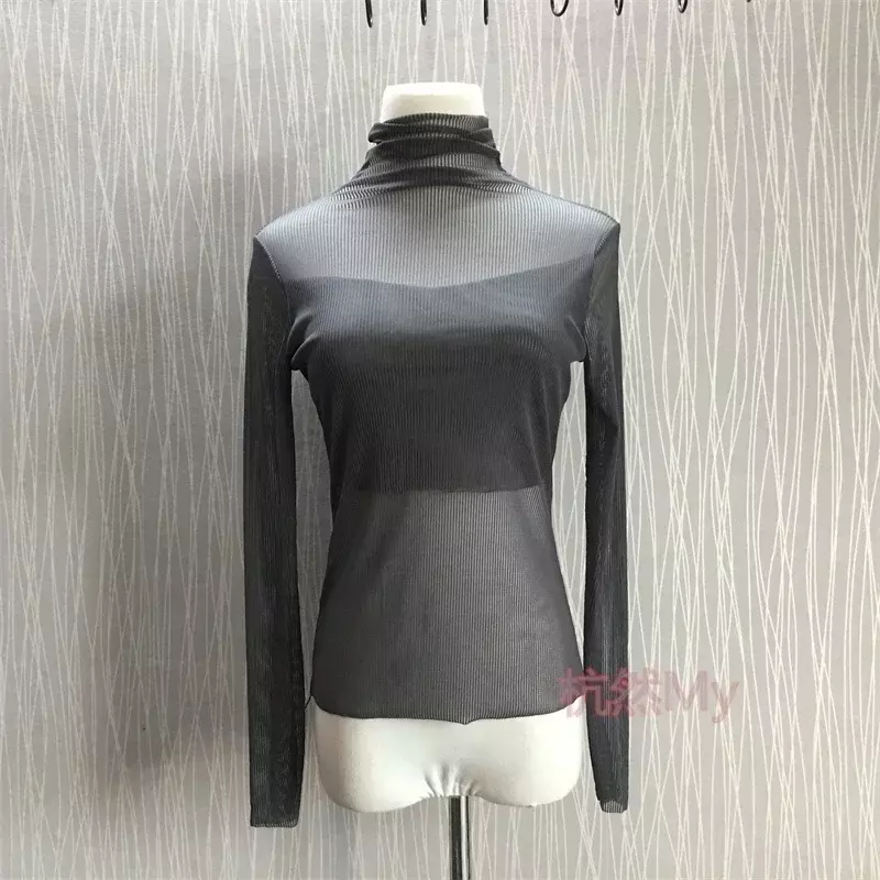 2023 Summer Women Golf Sunscreen with long sleeves and ultra-thin ice silk bottoming shirt and round neck turtleneck top