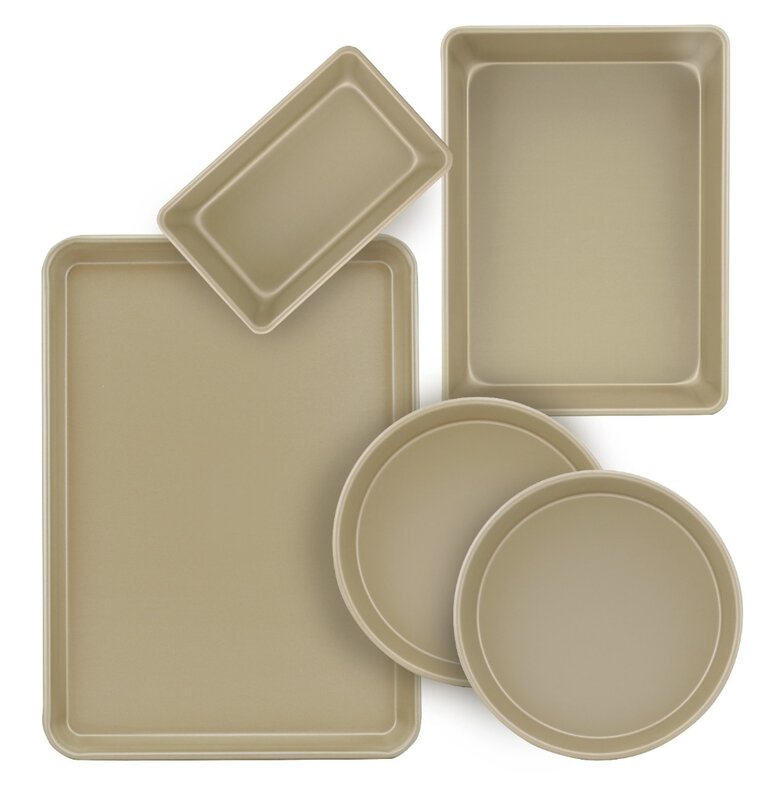 Набор Антипригарной Посуды из алюминиевой стали для выпечки, золотистого цвета, 5 шт.