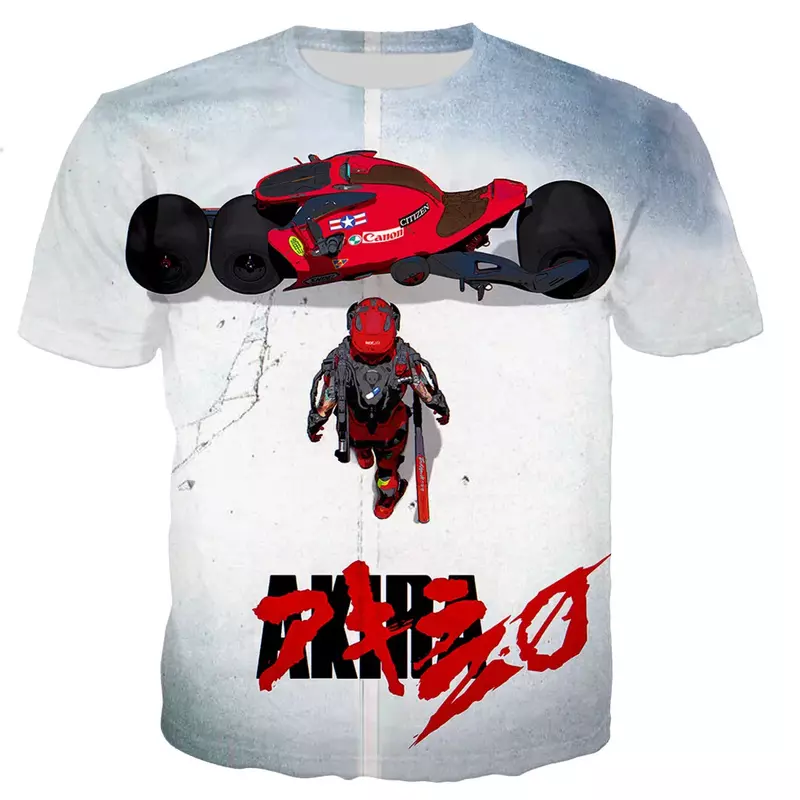 Akira-Camiseta con estampado 3D para hombre y mujer, camisa informal de estilo Harajuku, ropa de calle de gran tamaño, envío directo