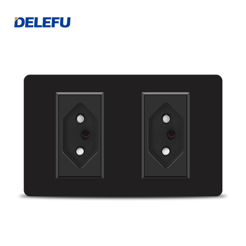 Delefu pc fire panel 10a 20a 118mm brasilien standard blank steckdosen stecker weiß grau schwarz wand steckdosen schalter mehrfarbig optional