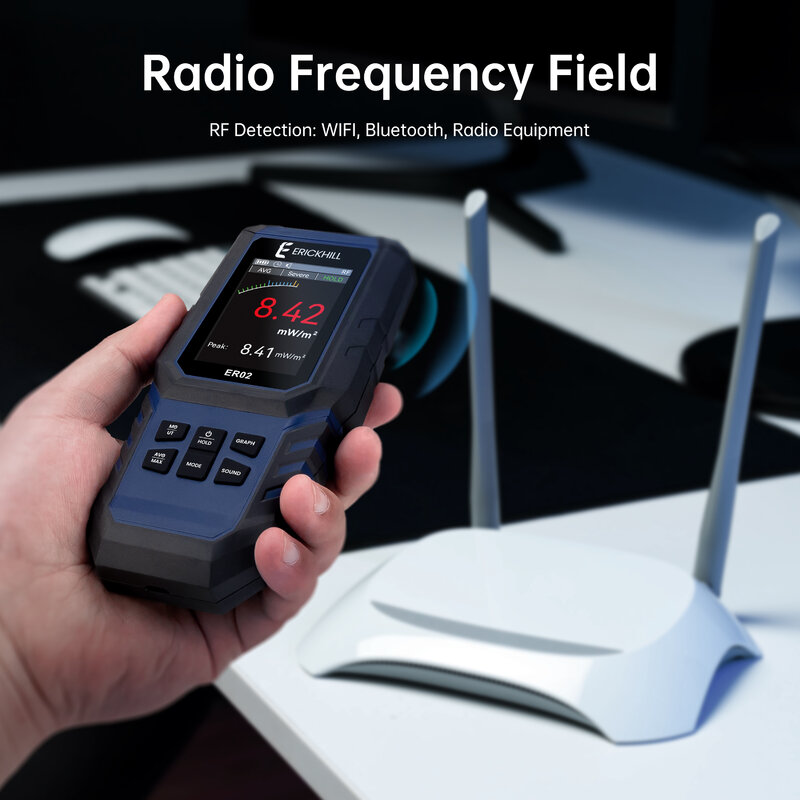 Meteran EMF Detektor Radiasi Medan Elektromagnetik Penguji Medan Frekuensi Radio Dosimeter Konter Portabel Dapat Diisi Ulang