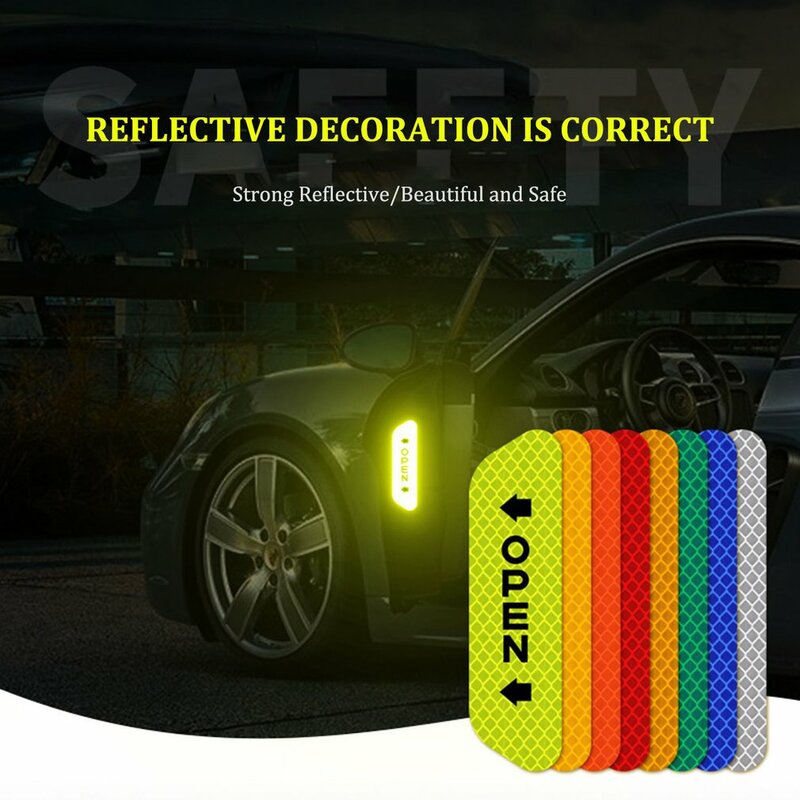 Open The Door Stickers Reflective Stickers Safety Warning Stickers Open Reflective Film Car Door Anti-Collision Strip