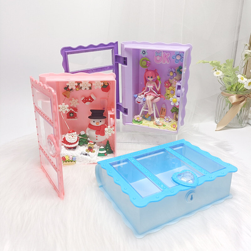 Creative Large Space Organizer Stationery Storage Box Book Shaped Display Case With Lock Jewelry Case Necklace Student Supplies