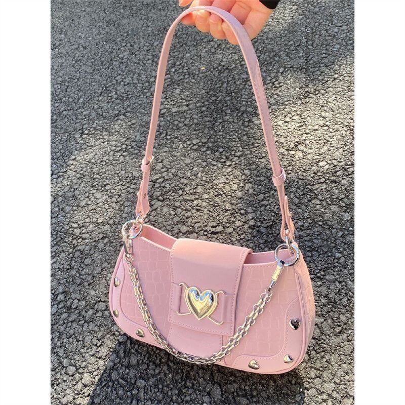 New Fashion Shoulder Bag 2023 PU Bags for Women Sweet Cool Subculture Pink Crossbody Bag сумка Bolsas
