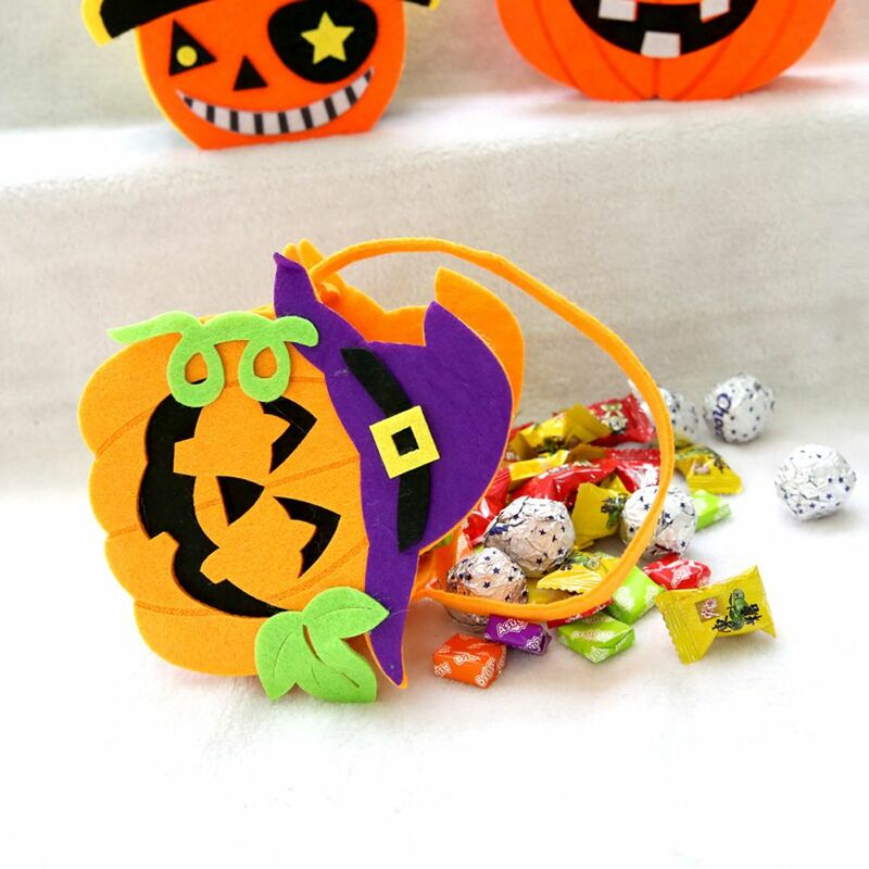 Trick Or Treat Halloween Decoration For Children Kids With Handle Halloween Candy Bag Gift Pouch Non-woven Bag Tote Bag