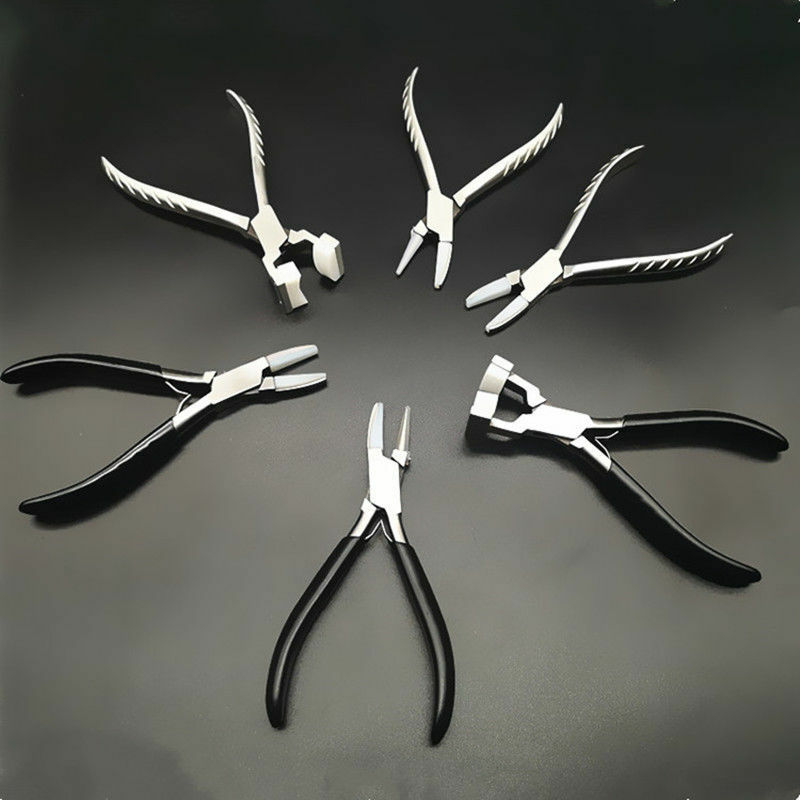 Stainless Steel Pliers Set Jewelry Wire Wrapping Plier Nylon Mouth Flat Head Spring Removing Pliers For Repair Instrument Tool