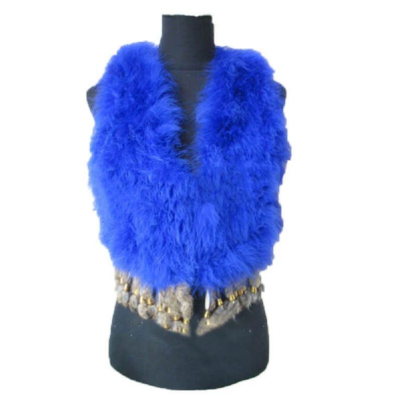 Meisjes Echte Struisvogelveren Bontjas Vest Sjaal Wintervest Zwart Blauw