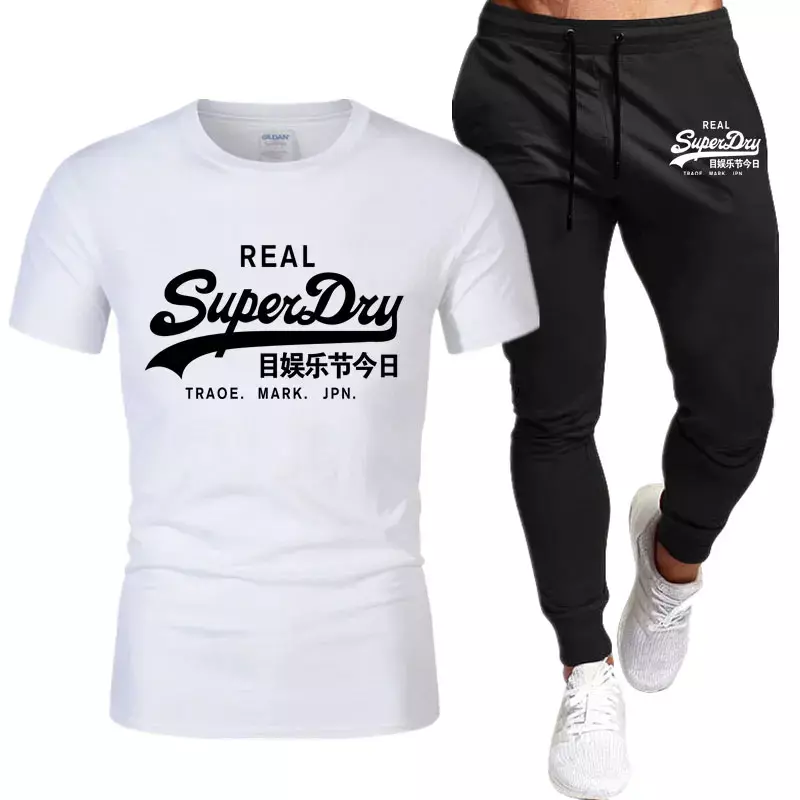 2024 Men's clothes Summer brand printed cotton short-sleeved T-shirt + trousers men's sets jogging men's tracksuit