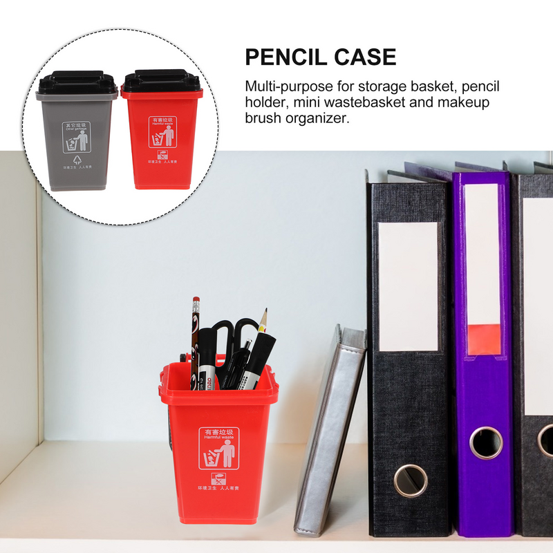 Pen Holder Personality Trash Can Shape Pen Holder Multi-function Classification Trash Can Pen Holder Desktop Storage Box