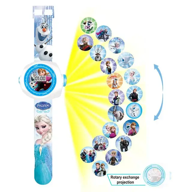 Disney Anime Frozen 2 Elsa 3D Projection Watch Kids Cartoon Projection Watch Clock Watch Toys regali di compleanno per ragazze