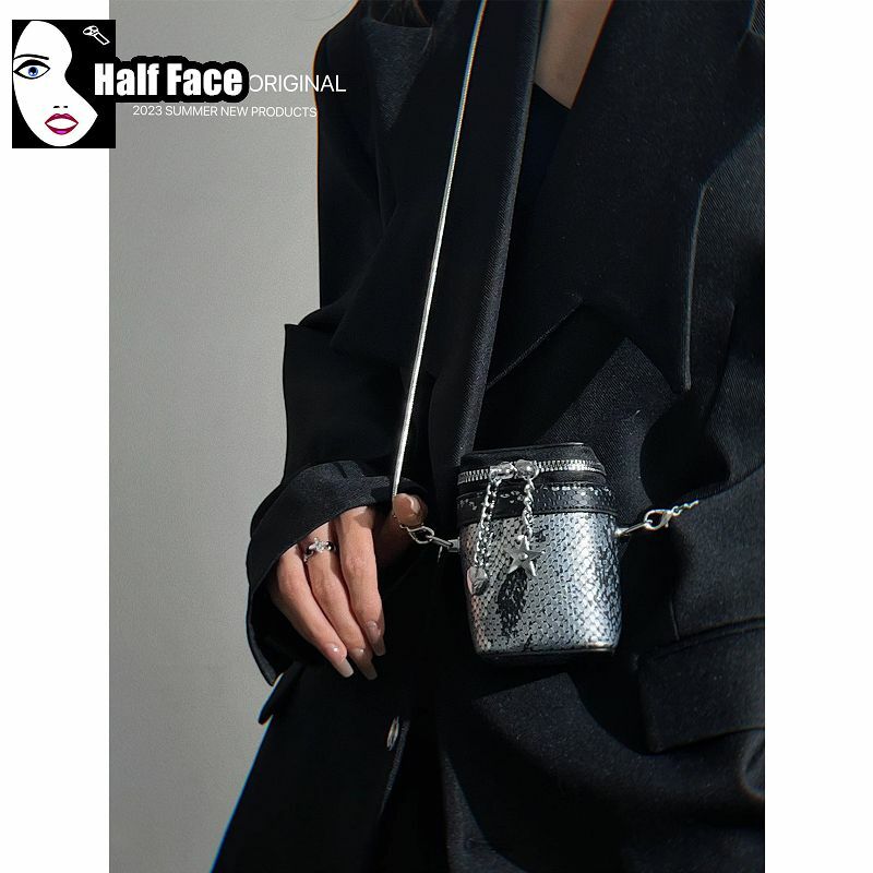 Y2K tas tangan rantai Gotik wanita, tas tote selempang serbaguna satu bahu Punk jalanan, tas tangan Gotik rantai untuk wanita
