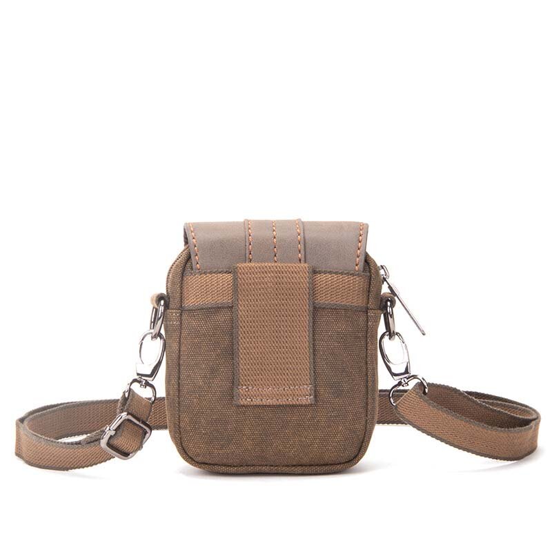 High-Quality Retro Canvas Small Bag Men Fashion Multi-Functional Pockets Leisure Travel Phone Bags Toolkit Vintage Package
