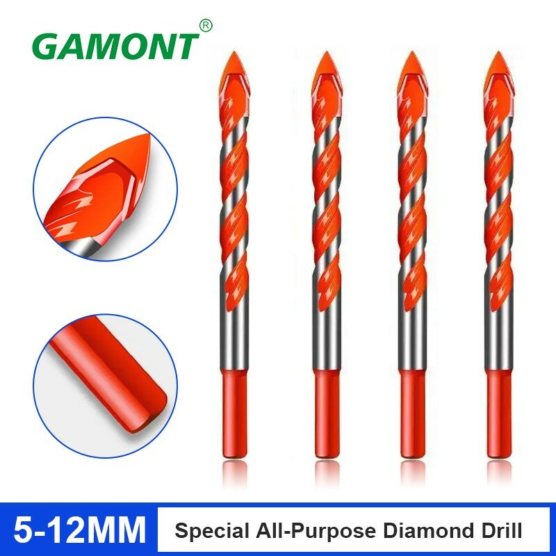 GAMONT-Triangle Drill para telha cerâmica, abridor de furos, alta dureza, especial, cimento, concreto, parede, 6mm