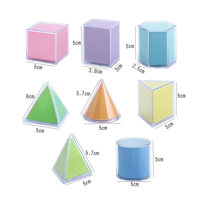 8 Pieces Transparent Geometric Shapes Blocks Montessori Toys Stacking Game Math Toys Educational Toy for Ages 2+ Kids Babies