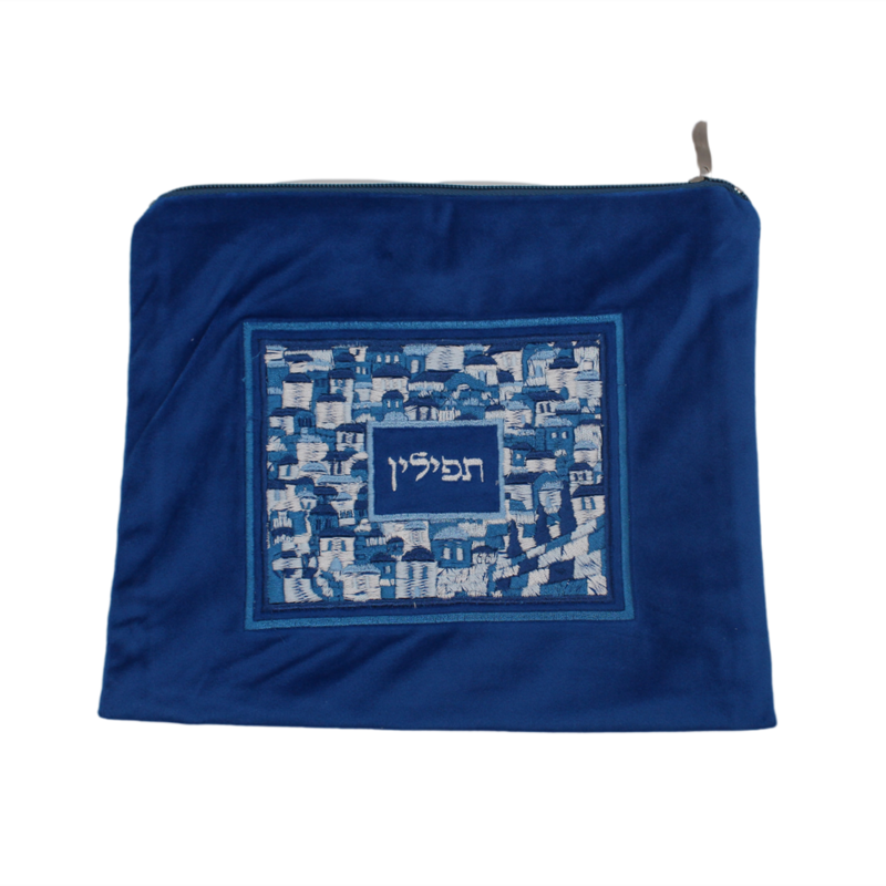 Judaica กระเป๋า Tallit Tefillin ชุดกำมะหยี่สำหรับยิวผ้าคลุมไหล่ดอกไม้คลาสสิกออกแบบซิปผ้า Jacquard ปักฮีบรู