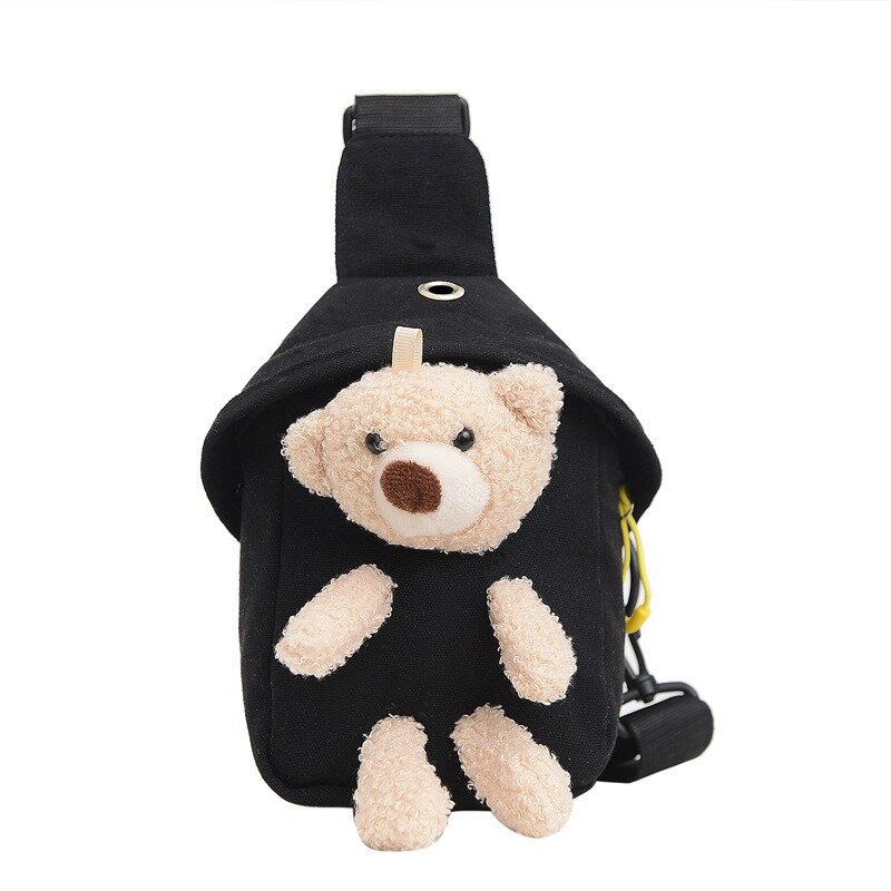 Детская сумка, новинка зимы 2023, сумка через плечо, нагрудная сумка с милым медведем, миниатюрная Холщовая Сумка для мальчиков и девочек