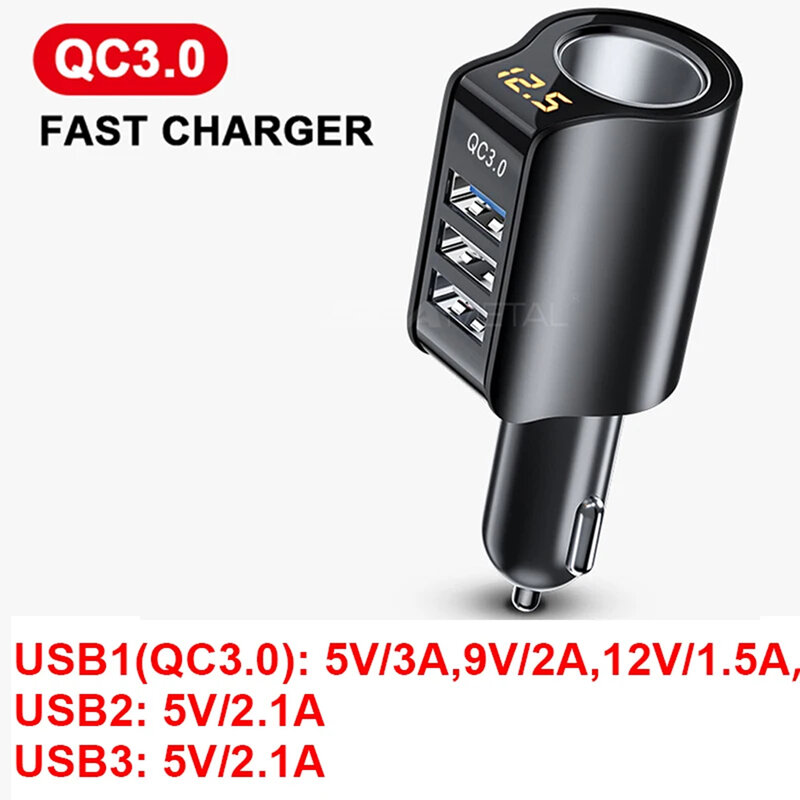 Универсальное зарядное устройство для автомобиля, USB-порты с широкой совместимостью, скорость зарядки, вход постоянного тока в