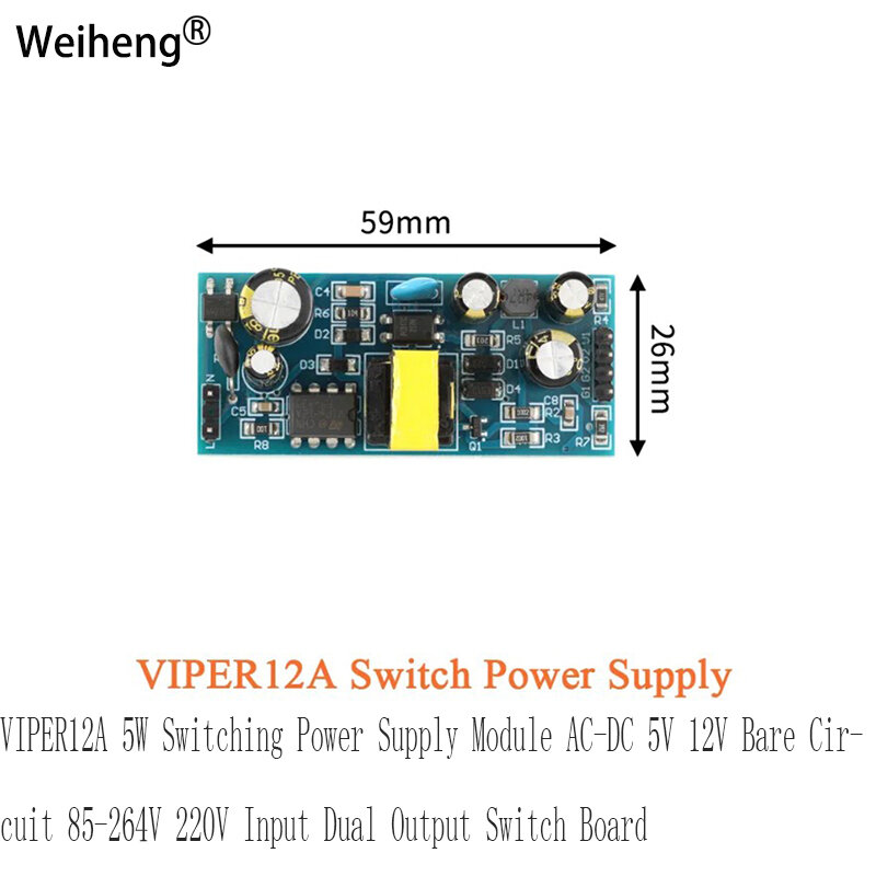 VIPER12A 5W Switching Power Supply Module AC-DC 5V 12V Bare Circuit 85-264V 220V Input Dual Output Switch Board