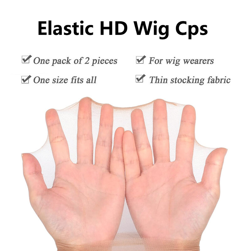 Hd Wig Cap para fazer peruca, Invisible Stocking Wig Cap, Stretch Nylon Hairnet, Acessórios para cabelo, Hot, Novo, 2pcs por pacote