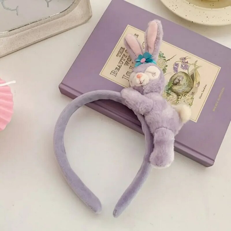 StellaLou Hairband orecchie di coniglio fascia Cartoon Amusement Park fascia in peluche fascia per capelli carina accessorio per capelli giocattolo regalo di pasqua