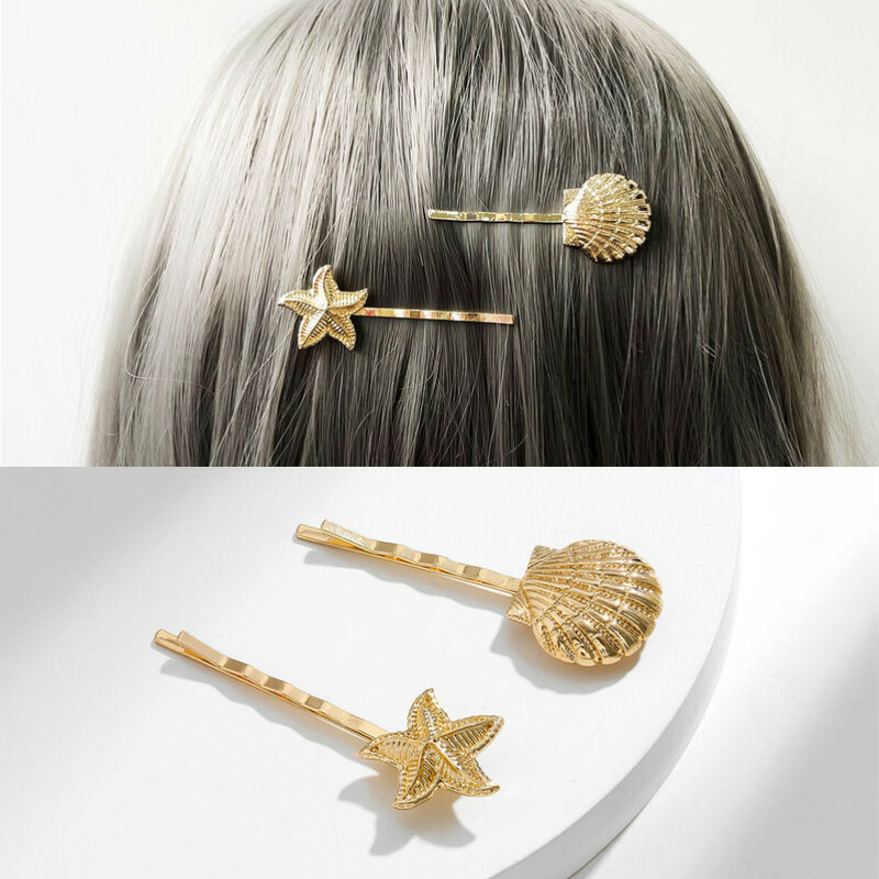 Elegant Starfish Shell Hair Clip Fashion Geometric Metal Hairpin Hairpins Women Hair Styling Tool Girl Headwear Hair Accessories
