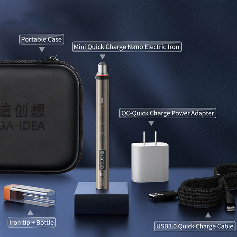 QIANLI-Mini soldador de temperatura ajustable, pantalla Digital, portátil, tipo bolígrafo, juego de herramientas de soldadura, Punta Universal 115