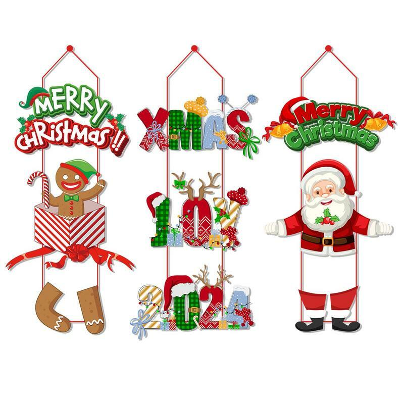 Christmas Hanging Flag Porch Door Banner Christmas Decorations For Home 2023 Ornaments Xmas Gifts Navidad New Year Decor 2024