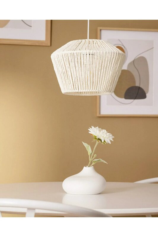 Candelabro rústico de algodón de macramé tejido a mano, lámpara de yute para comedor, sala de estar, dormitorio, decoración del hogar