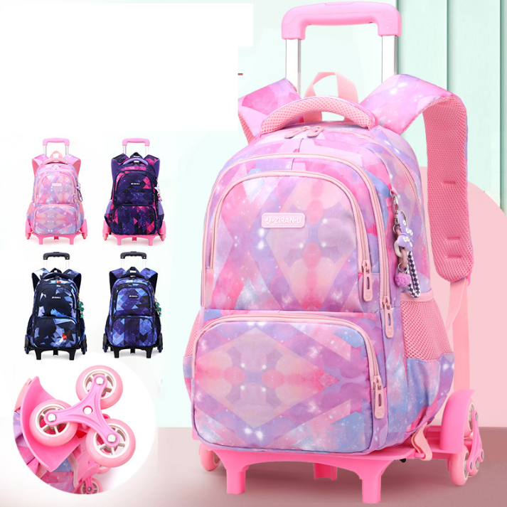 소녀를위한 바퀴가있는 학교 트롤리 가방 소년을위한 학교 롤링 배낭 소녀를위한 배낭 학교 배낭 가방
