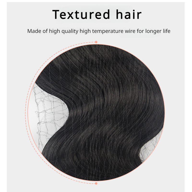 Peruca ondulada vintage com arranca para mulheres, extensão de cabelo espacial, peruca longa encaracolada, coque surround, faixa para uso diário, moda