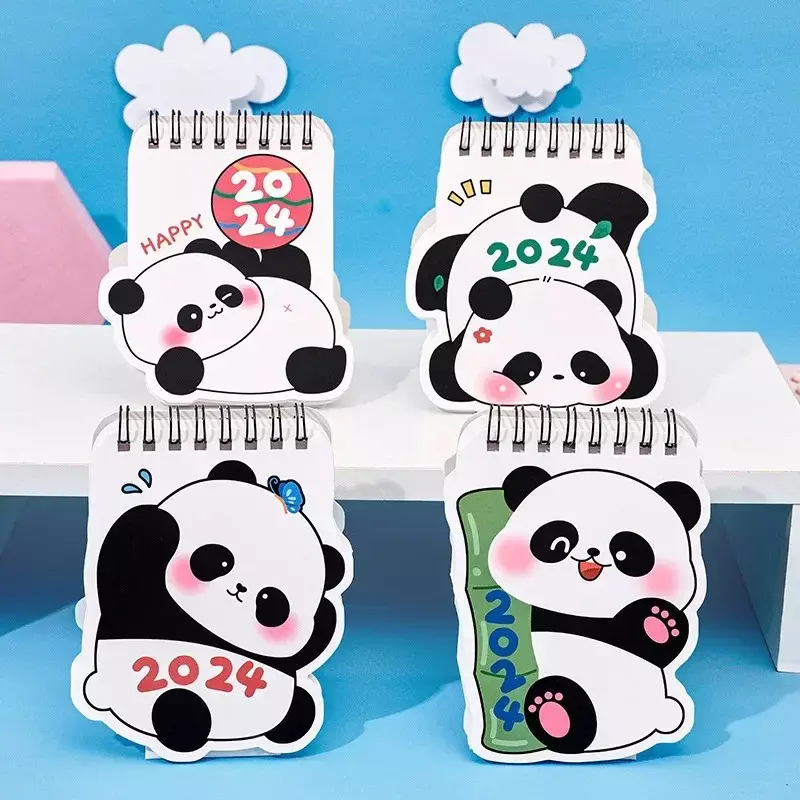 2024 Desk Calendar Kawaii Panda Coil Calendar Book Annual To Do List Daily Planner Agenda Organizer Stationery Office Supplies