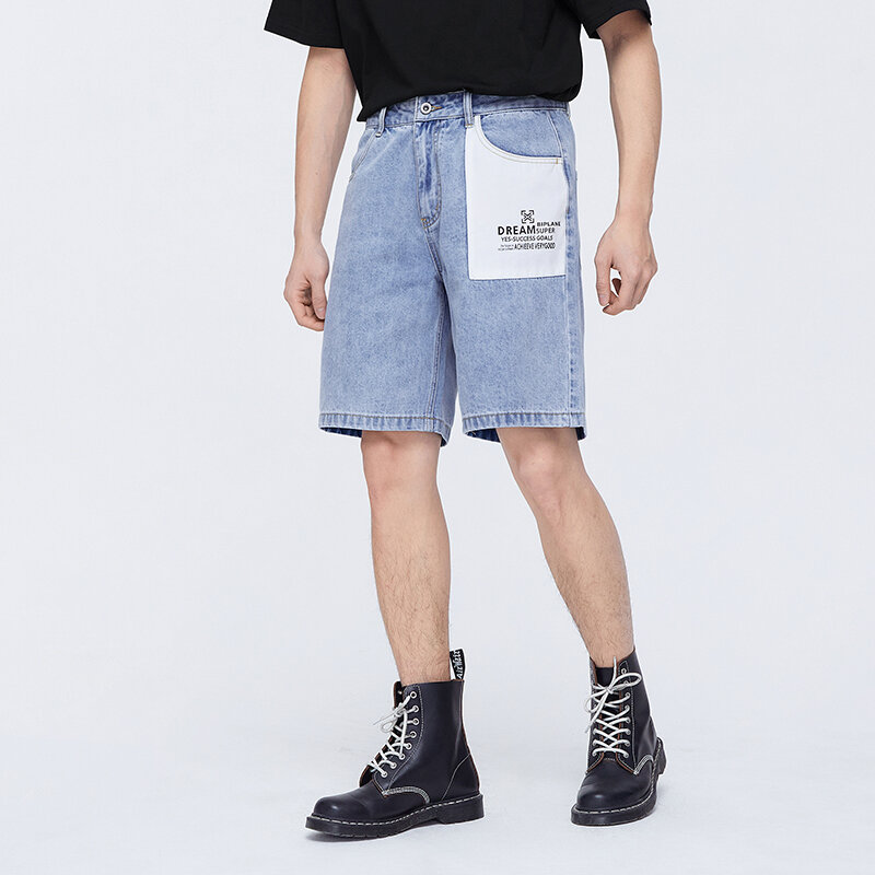 Мужские джинсовые шорты Semir, Новинка лета 2024, трендовые классические винтажные брюки с принтом в Корейском стиле и пятью четверти