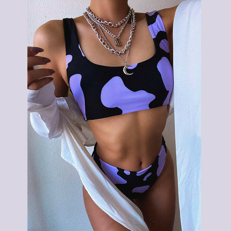 Conjunto de bañador de Anime para mujer, traje de baño brasileño de dos piezas de cintura alta, Bikini Sexy, ropa de playa 2022