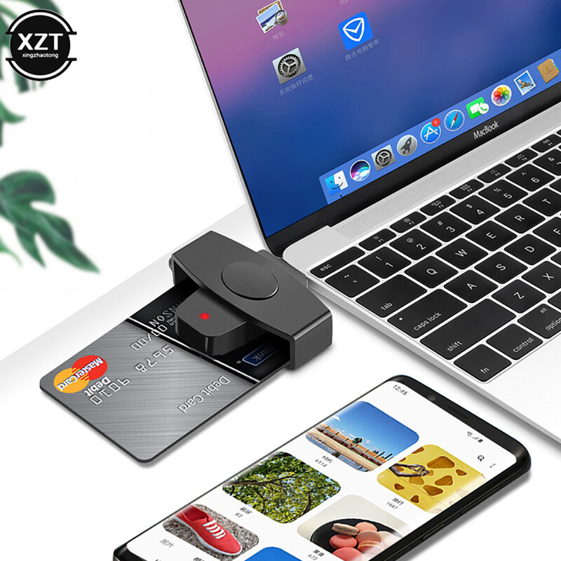 USB Tipe C Pembaca Kartu Pintar Sim Cloner Tipe C Adaptor untuk DIN Dni Citizen ID Bank EMV SD Card Eksternal untuk Mac/Android OS Baru