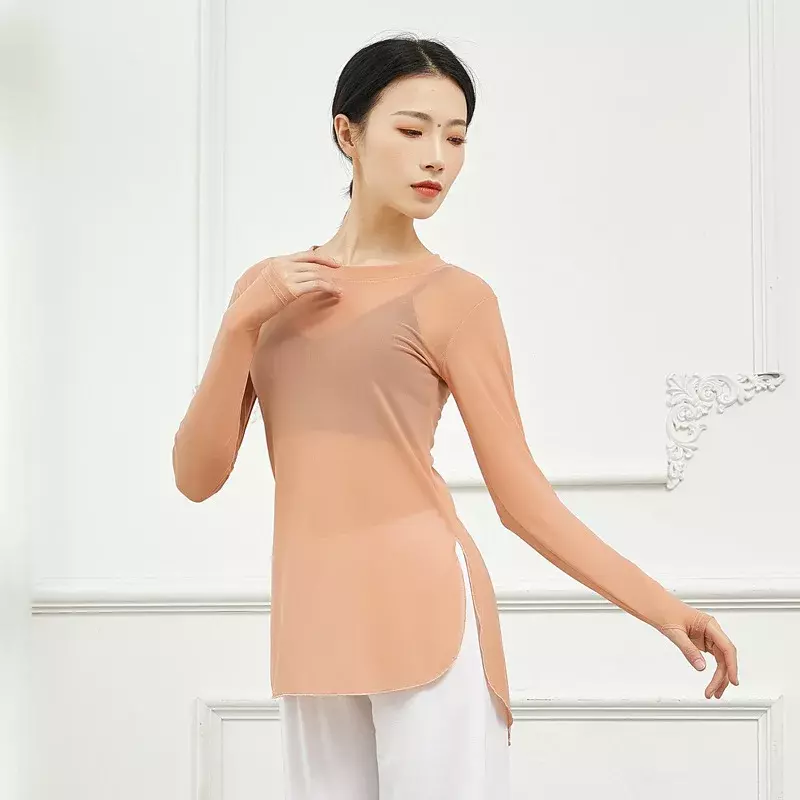 Adult Mesh Oriental Latin Belly Dance Top Transparent Blouse Shirt Costume for Sale Women Dancing Clothes Dancer Wear Clothing