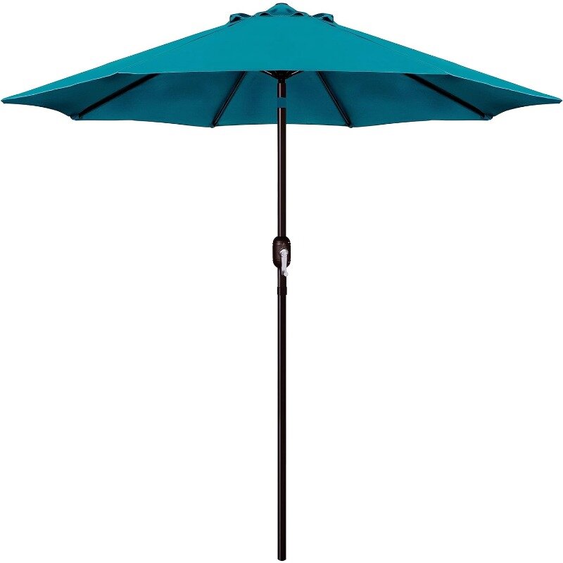 Paraguas de Patio para exteriores, sombrilla de mesa para exteriores, sombrilla de Patio, sombrilla de mercado con 8 costillas resistentes, botón pulsador de inclinación y manivela, 9'