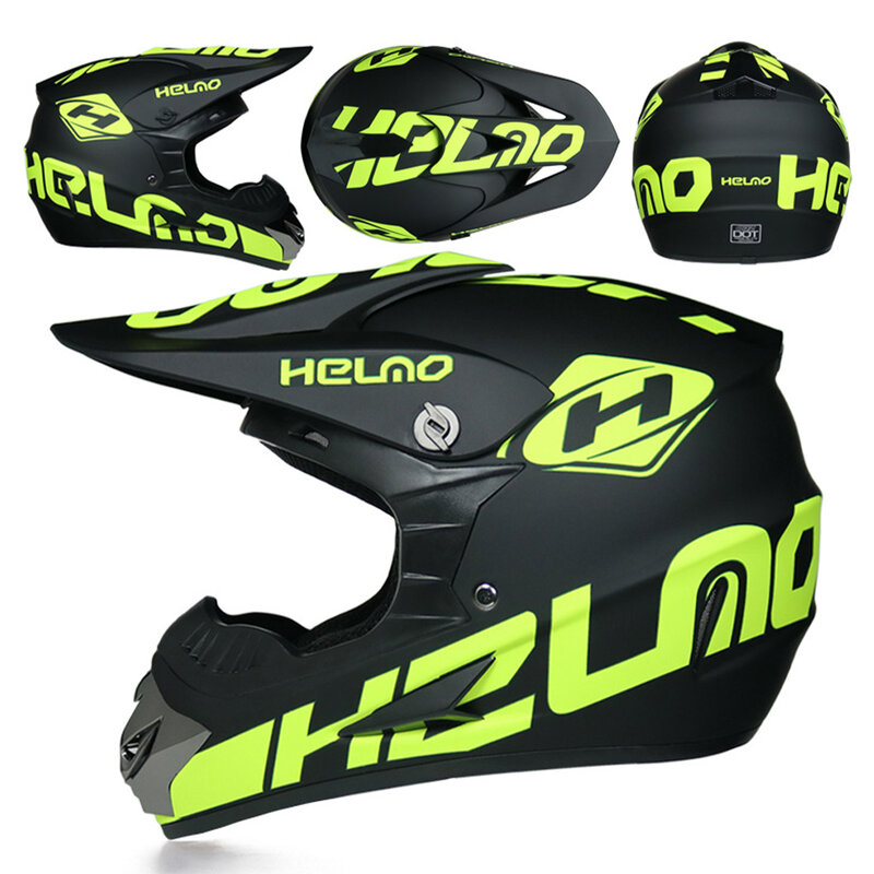 Casco de bicicleta de montaña con salida de aire trasera, ventilación frontal, cara completa, Scooter, fondo verde, negro, moda