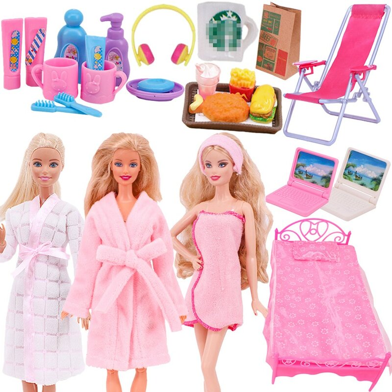 Itens em miniatura necessidades diárias pijamas roupão móveis para roupas barbie acessórios bjd blyth 1/6 dollhouse