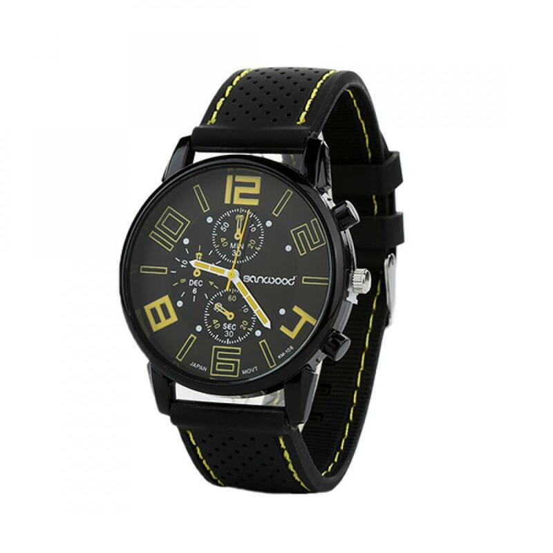 ผู้ชายนาฬิกาแฟชั่น Casual ควอตซ์ซิลิโคนสแตนเลสสตีลรอบนาฬิกาข้อมือกีฬานาฬิกาข้อมือนาฬิกาข้อมือหรู