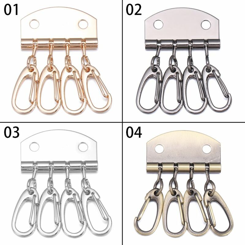 4Pcs Metal Leather Craft DIY Metal Key Row Keyring Rivet Hook Patchwork Sewing DIY Key Holders For Leather Bag Accessories Tools