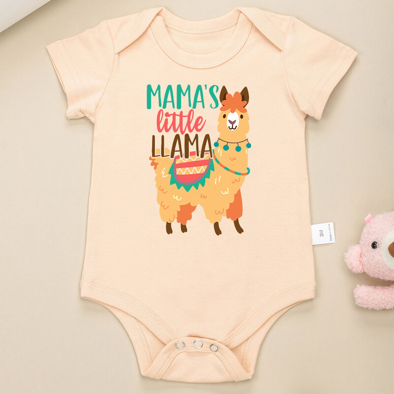 Mama's Little Llama Kawaii bayi perempuan pakaian 0-24 bulan bayi Onesie katun nyaman lembut rumah baru lahir anak laki-laki Bodysuit pengiriman cepat