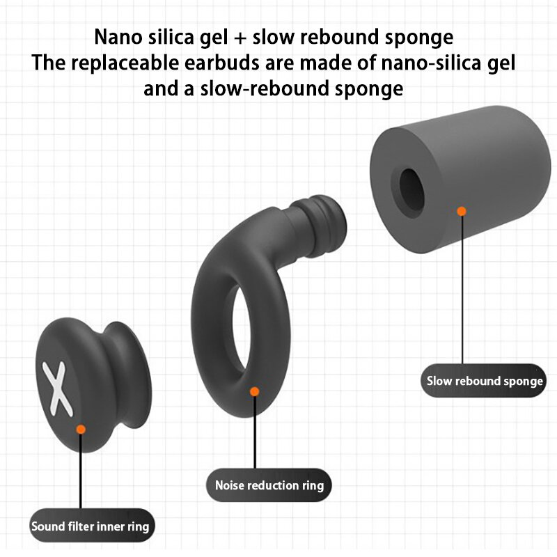 Bouchons d'oreille en silicone à réduction de bruit pour les sports de plein air, bouchons d'oreille insonorisés pour le sommeil, 1 paire