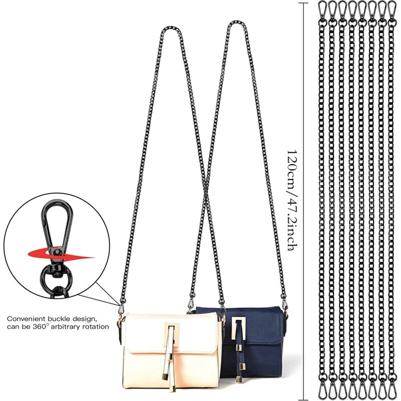 Sostituzione della catena della borsa, catena della borsa a tracolla della catena del portafoglio da 8 pezzi catene della borsa della catena della borsa a tracolla fai da te 47 pollici